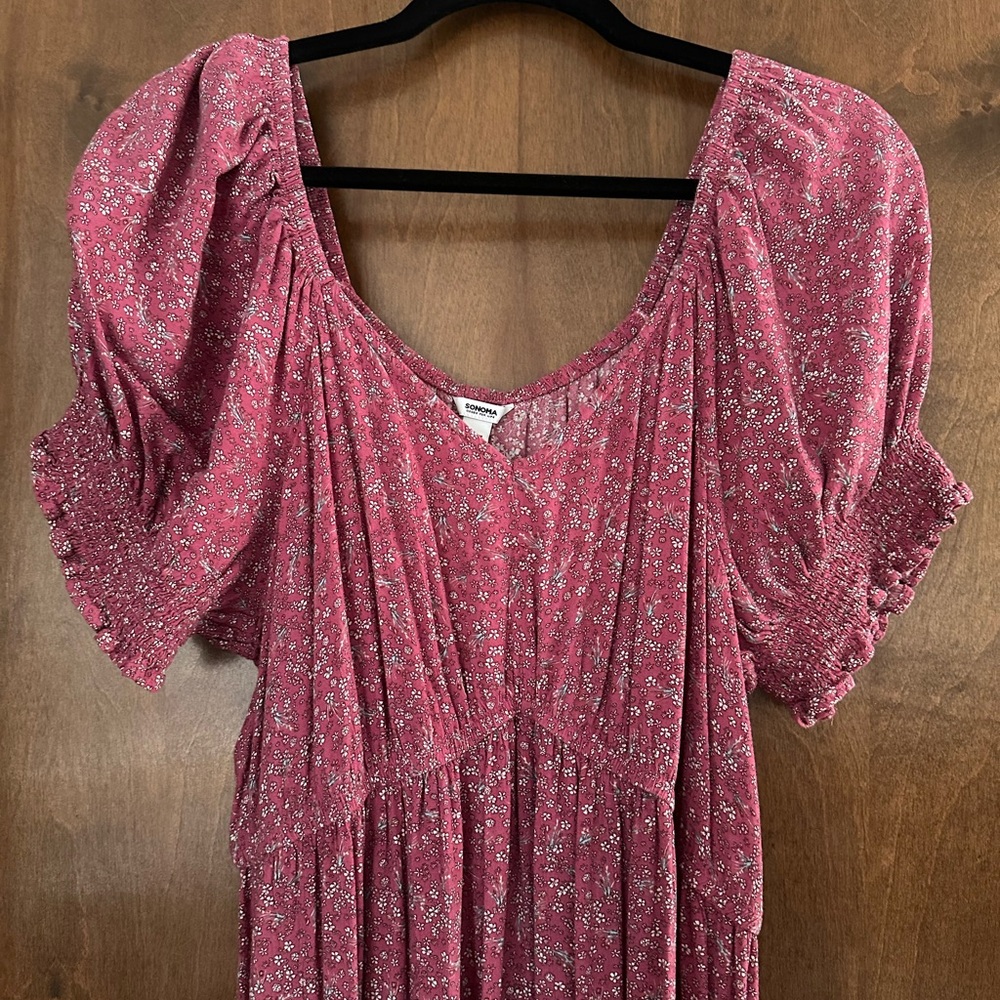 Sonoma Pink Floral Peasant Maternity Dress